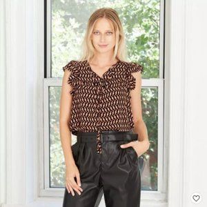 Who What Wear Top Blouse Trellis Geo XL